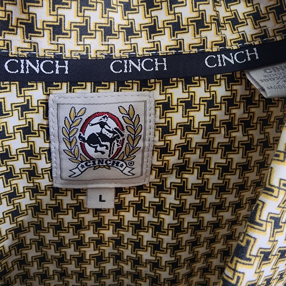 Yellow/Black Geometric Pattern Button Down Long S… - image 3